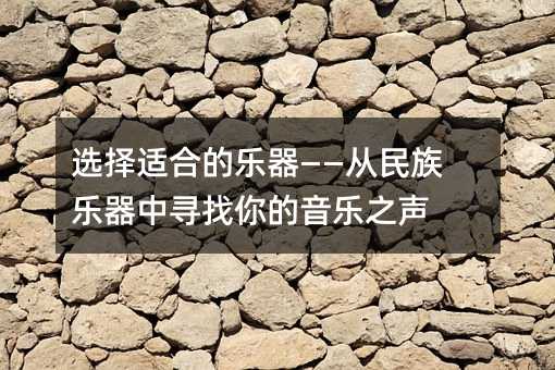 选择适合的乐器——从民族乐器中寻找你的音乐之声