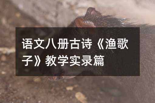 语文八册古诗《渔歌子》教学实录篇
